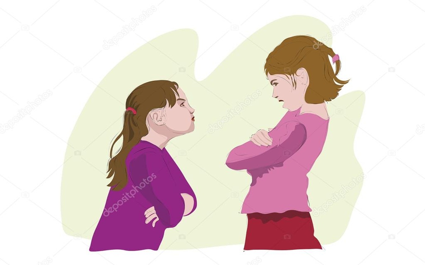 Две девочки ссорятся рисунок
